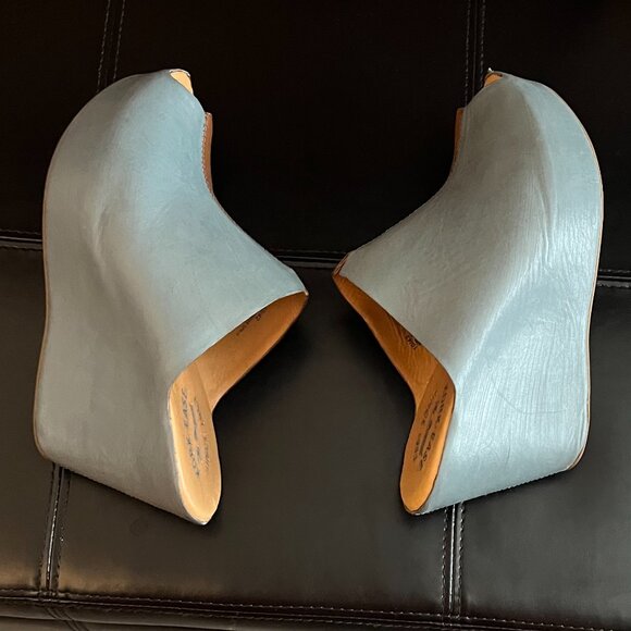 Kork-Ease leather peep toe wedge mules - Picture 4 of 4